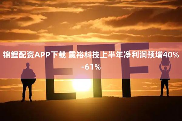 锦鲤配资APP下载 震裕科技上半年净利润预增40%-61%
