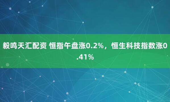 毅鸣天汇配资 恒指午盘涨0.2%，恒生科技指数涨0.41%